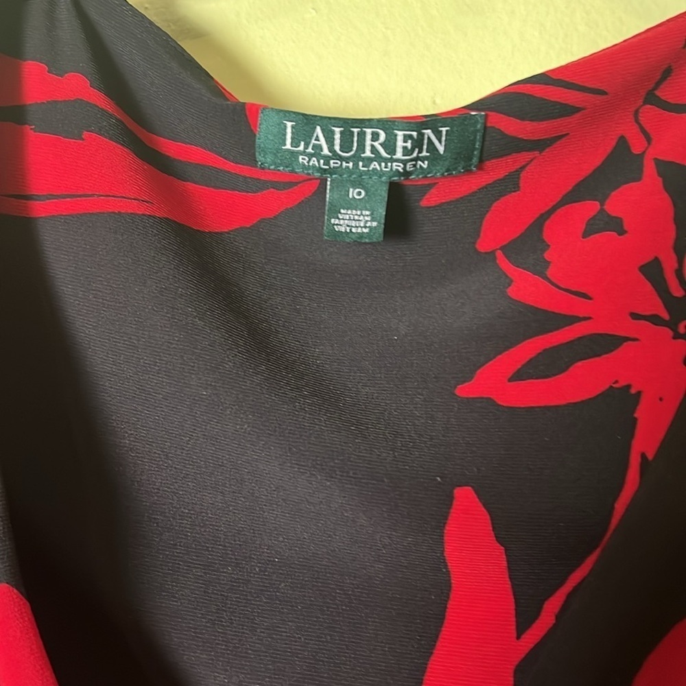 Ralph Lauren Black and Red mob wife,career Sheath Dress V-Neck 3/4 Sleeve - Picture 4 of 5